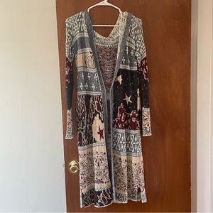 Free People Long Pattern Open Sweater